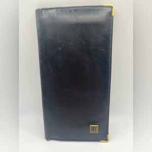Dunhill Black Genuine Leather Men Long Wallet Gold Hardware 7 Inch